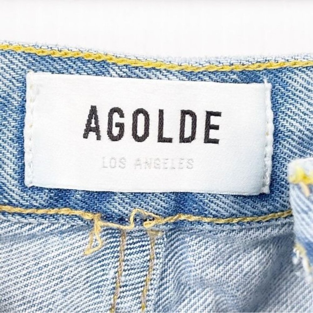 AGOLDE THE PARKER 100% cotton Hong rise raw hem denim shorts 24 - Picture 4 of 9